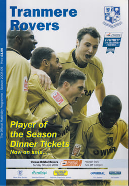 Tranmere Rovers v Bristol Rovers Match Programme 2009-04-05